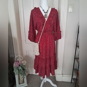 MAX STUDIO Boho Empire Waist Floral Prairie Dress.